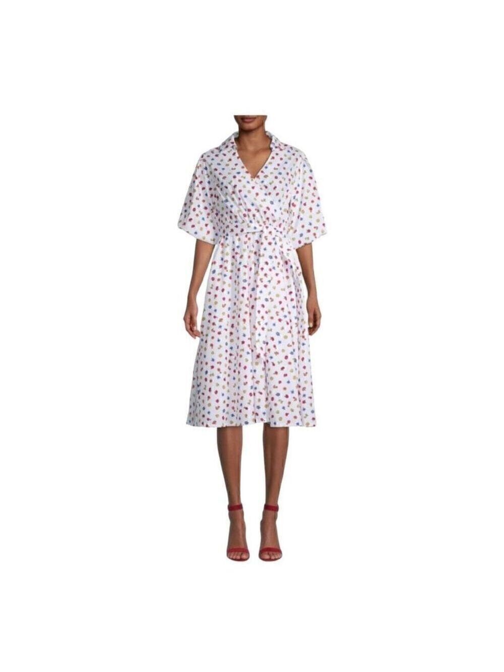 Tahari Floral Balloon Sleeve Midi Dress Size Large